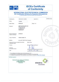 IECEx Certificate of Conformity for ISM pH Sensors - METTLER TOLEDO